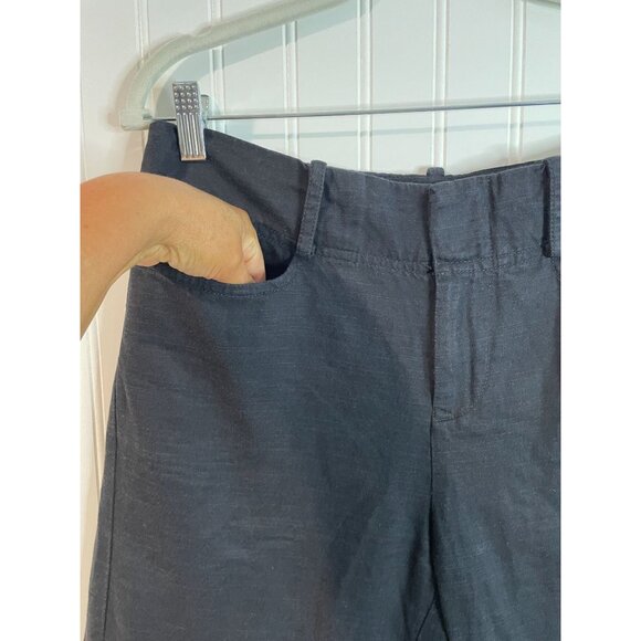 Free People Black Womens Cropped Wide-Leg Linen-Blend Pants Size 4 - Picture 3 of 11